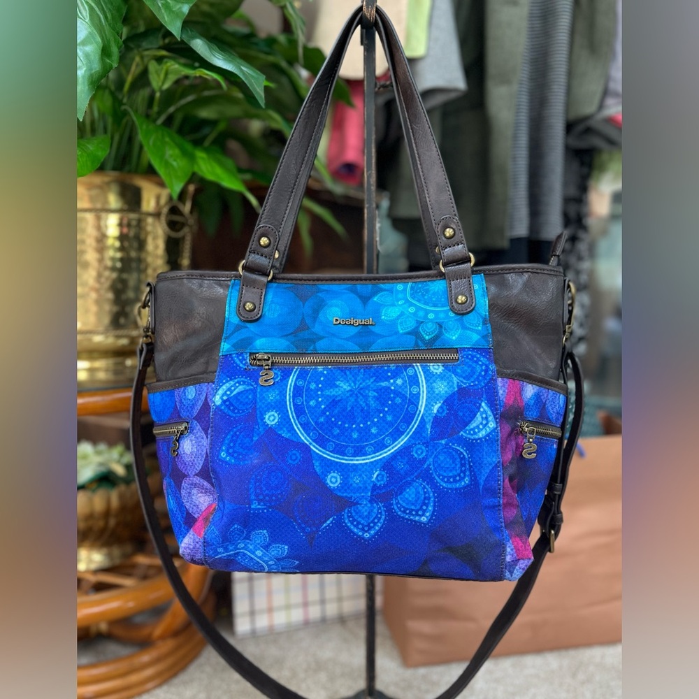 Desigual Shocking Blue Cosmic Large Convertible Crossbody / Shoulder Bag